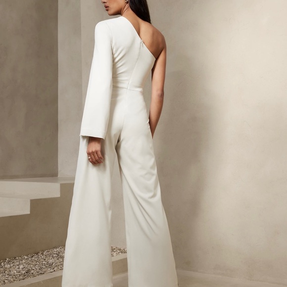 Banana Republic CREPE ONE-SLEEVE JUMPSUIT 12P • EUC - Used Only Once - Picture 3 of 5